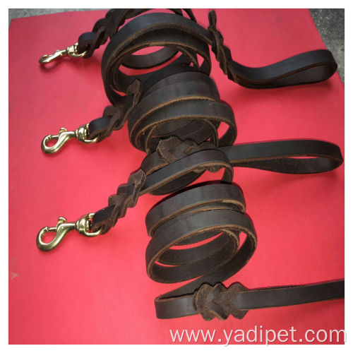 Leather Premium brass buckle Pet soft Leash